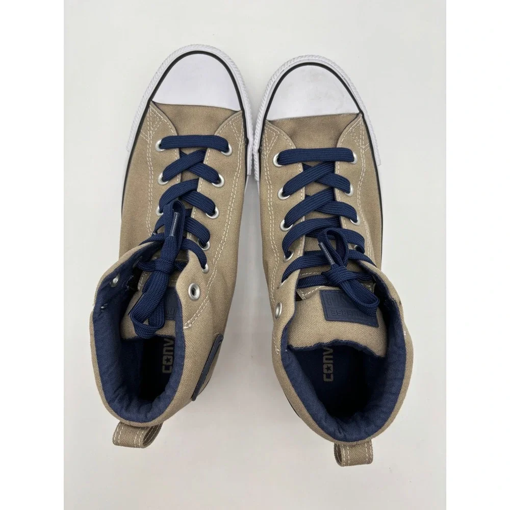 Converse High-Top Sneakers in Tan with Navy Accents